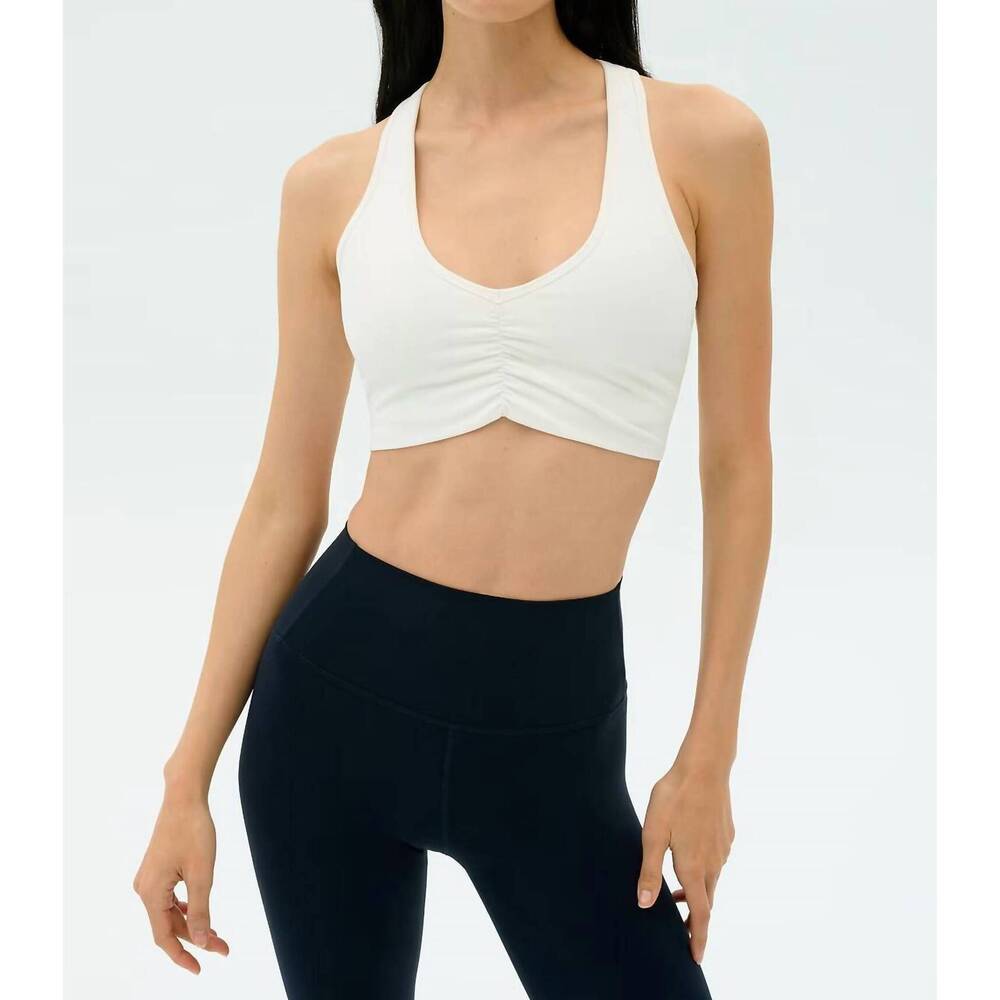 NEW SPLITS59 airweight ruching bra in white